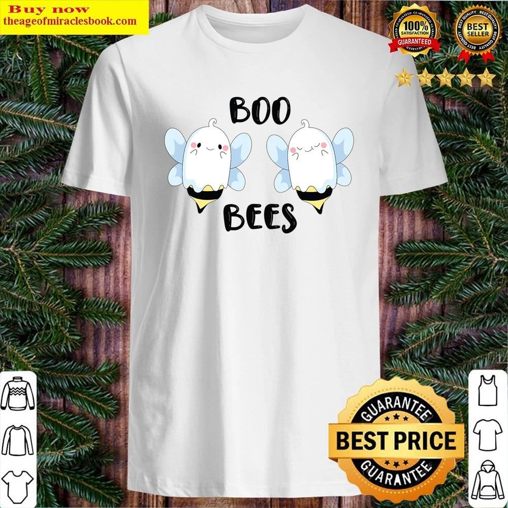 White Halloween Boo Bees Ghost Matching Couples Shirt