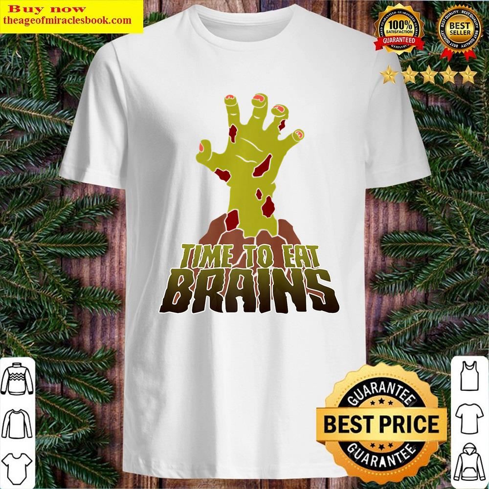 White Halloween, Time To Eat Brains, Zombie, Men, Monster Hand Shirt