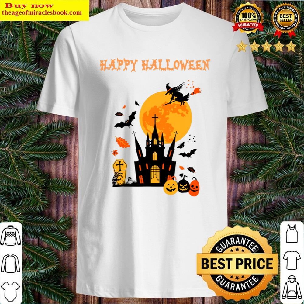 White Haunted House Spooky Pumpkin Happy Halloween 2022 Shirt