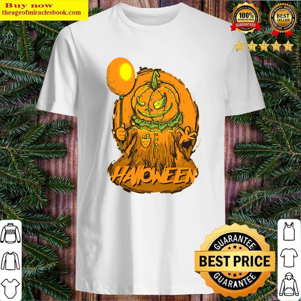 White Pumpkin Doll Halloween Balloon Light Gift Zombie Scary Shirt