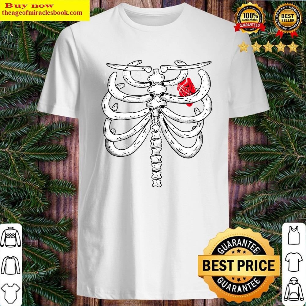 White Skeleton Heart Rib Cage X-ray Funny Halloween Costume, Gift Shirt