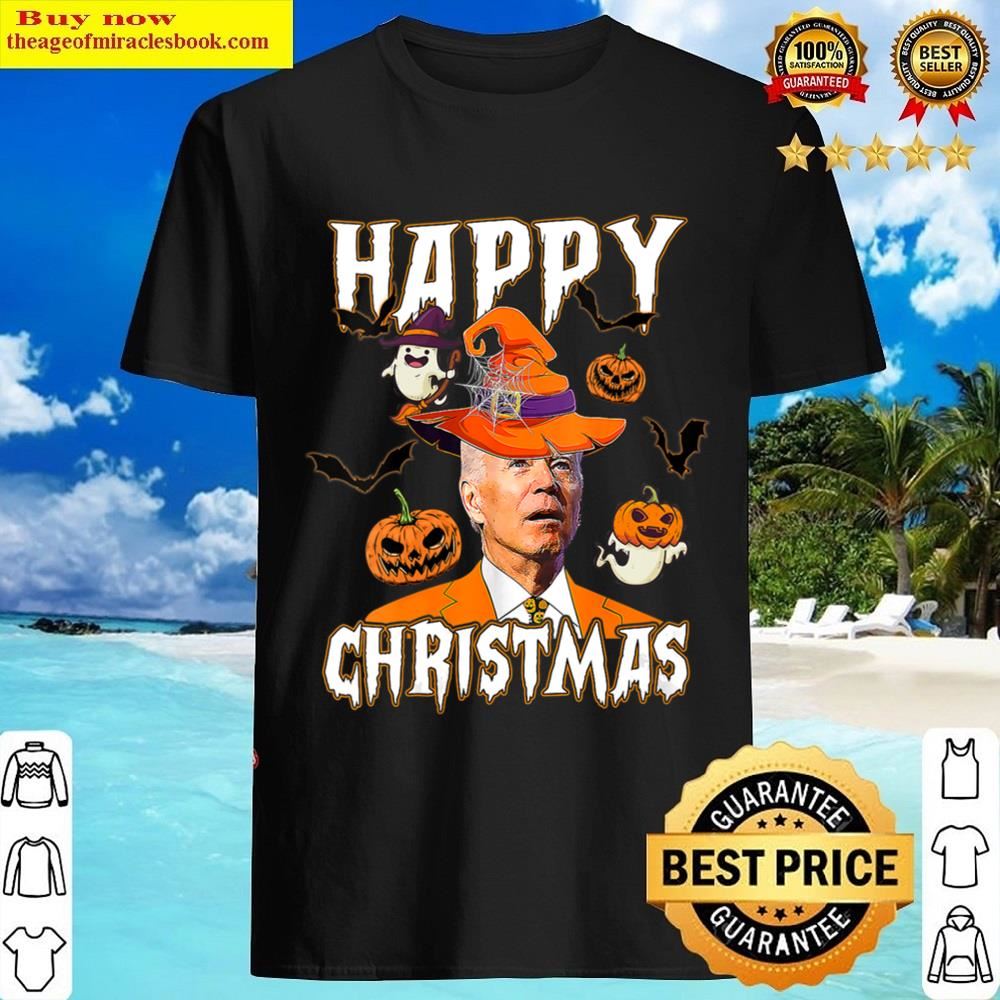 Womens Funny Joe Biden Confused Happy Christmas For Halloween V-neck T-shirt Shirt Shirt