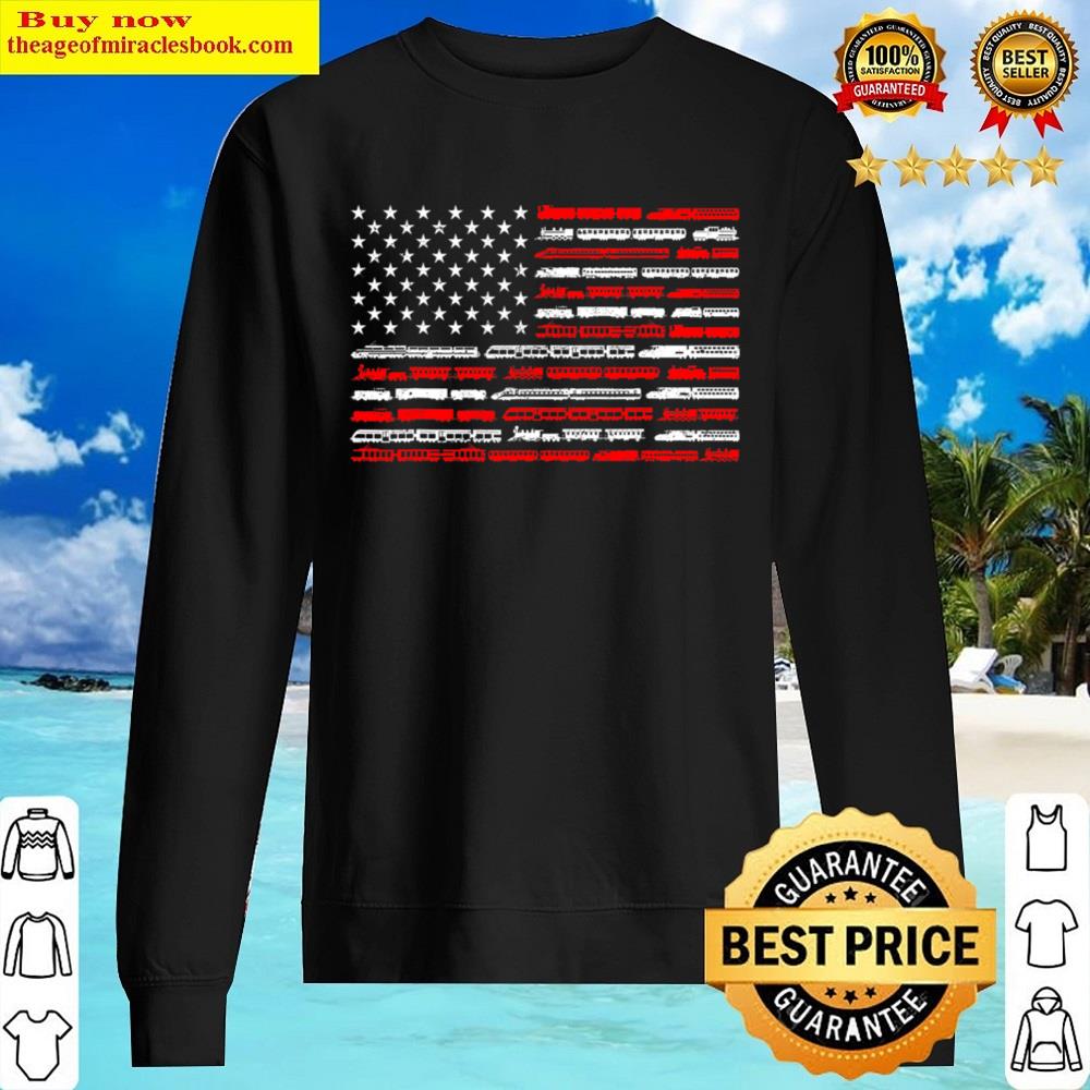 American Flag Railroad Trains Retro Vintage Trains Lover Shirt Sweater
