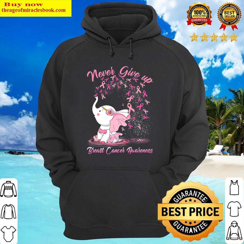 Breast Cancer Cute Elephant With Sunflower And Pink Ribbon Shirt Hoodie