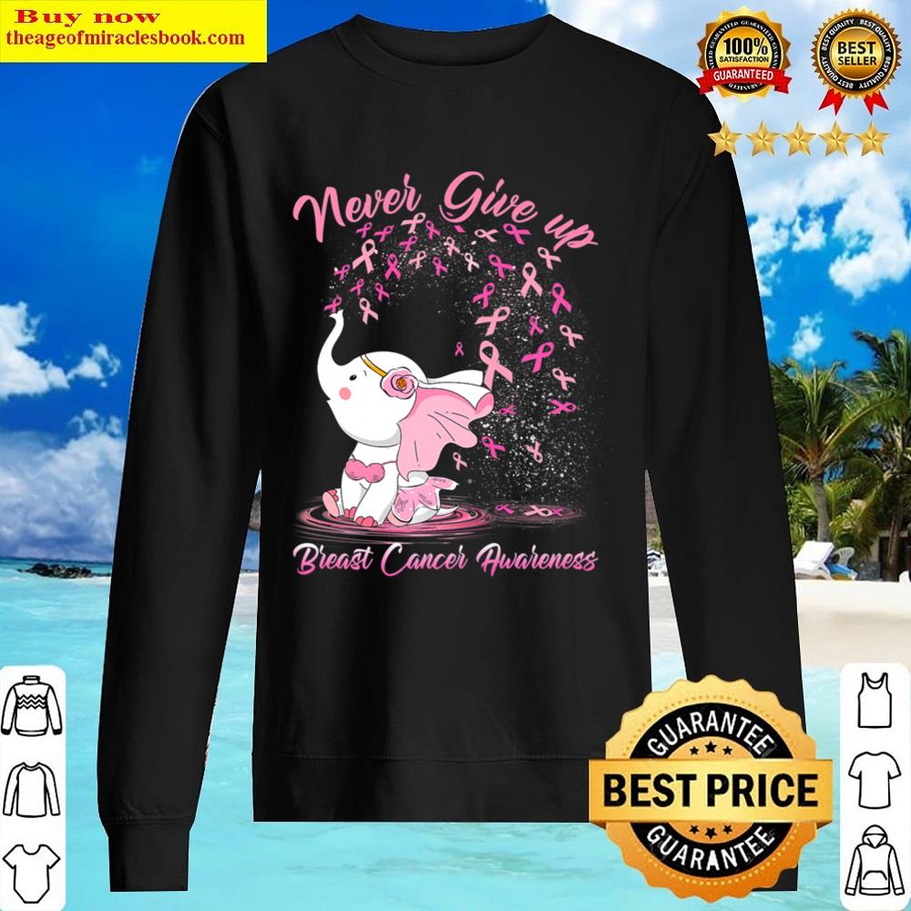 Breast Cancer Cute Elephant With Sunflower And Pink Ribbon Shirt Sweater