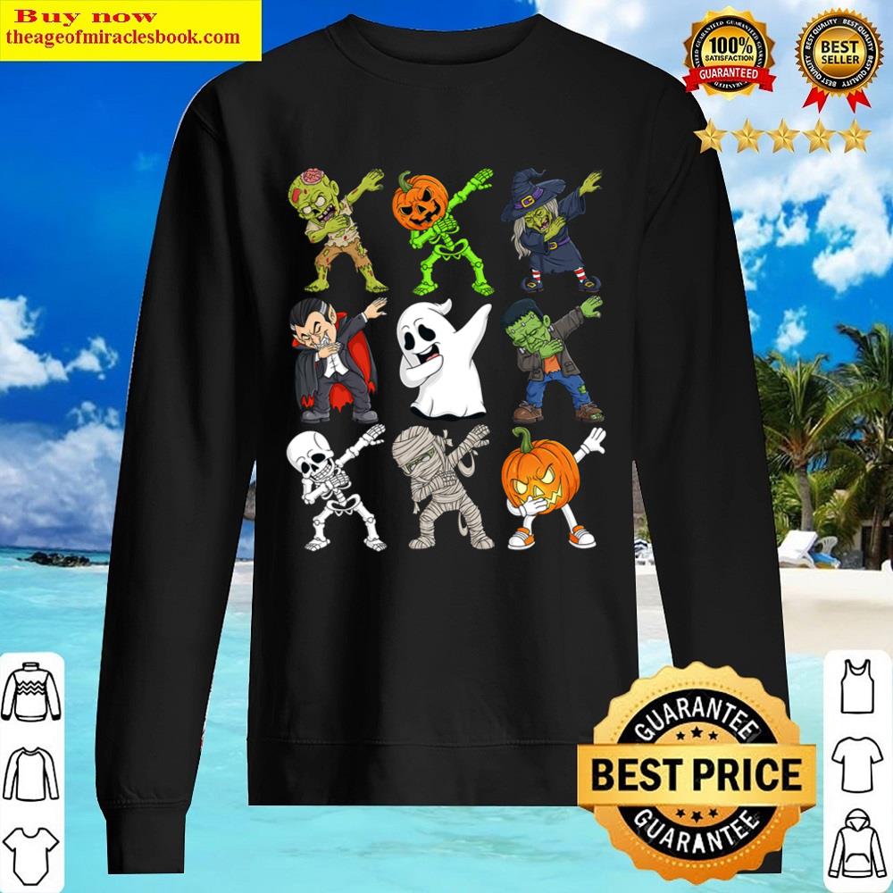 Dabbing Halloween Skeleton Zombie Scary Pumpkin Vampire Boys Shirt Sweater