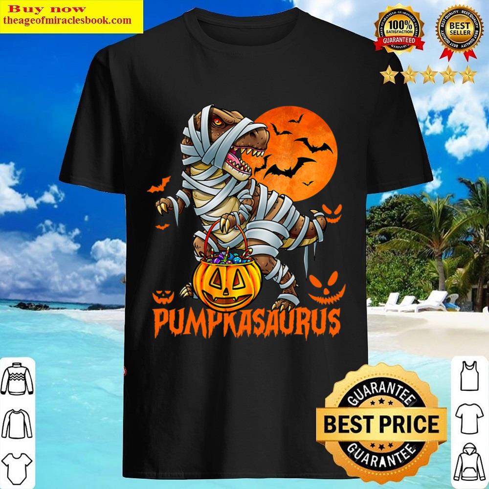 Funny Dinosaur T Rex Mummy Pumpkin Halloween For Kids Boys Copy Shirt