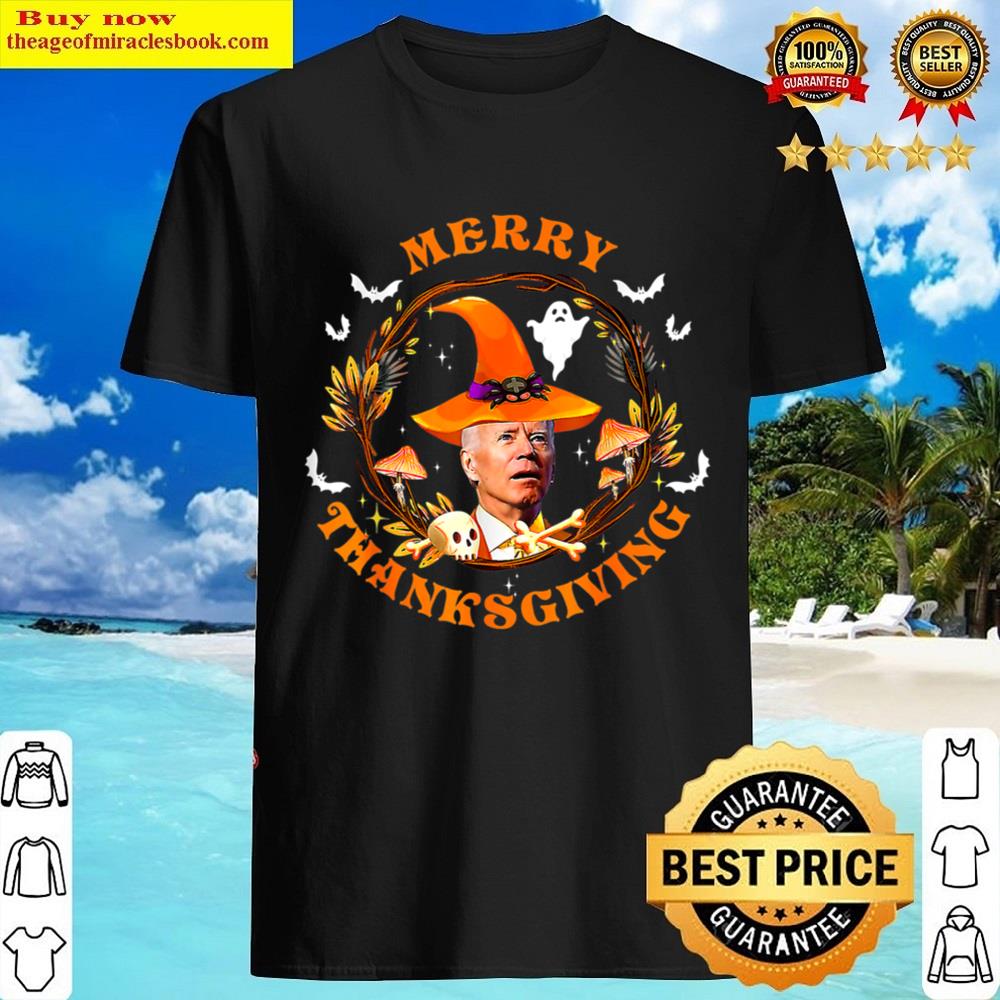 Funny Joe Biden Merry Thanksgiving Confused Happy Halloween Shirt