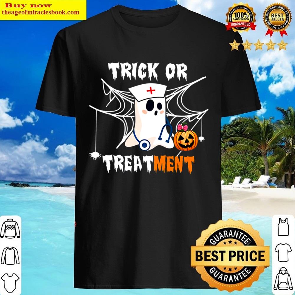 Funny Nurse Halloween Costume Boo Ghost Trick Or Treatment Shirt