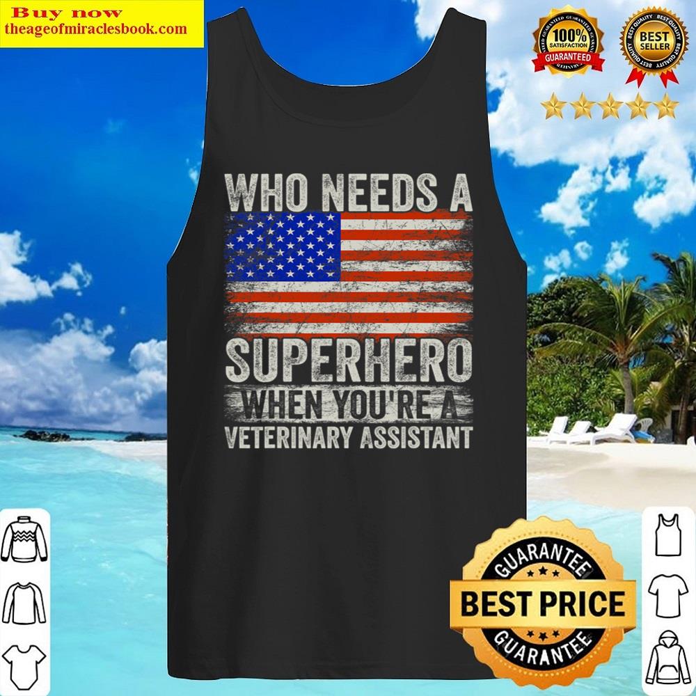 Funny Veterinary Assistant Superhero Vintage Tee For Men Dad Shirt Tank Top