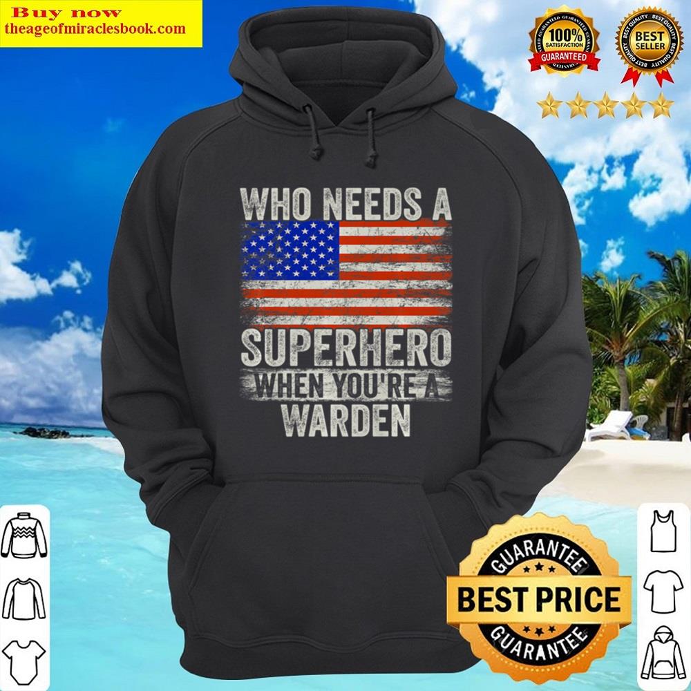 Funny Warden Superhero Vintage Tee For Men Dad Shirt Hoodie