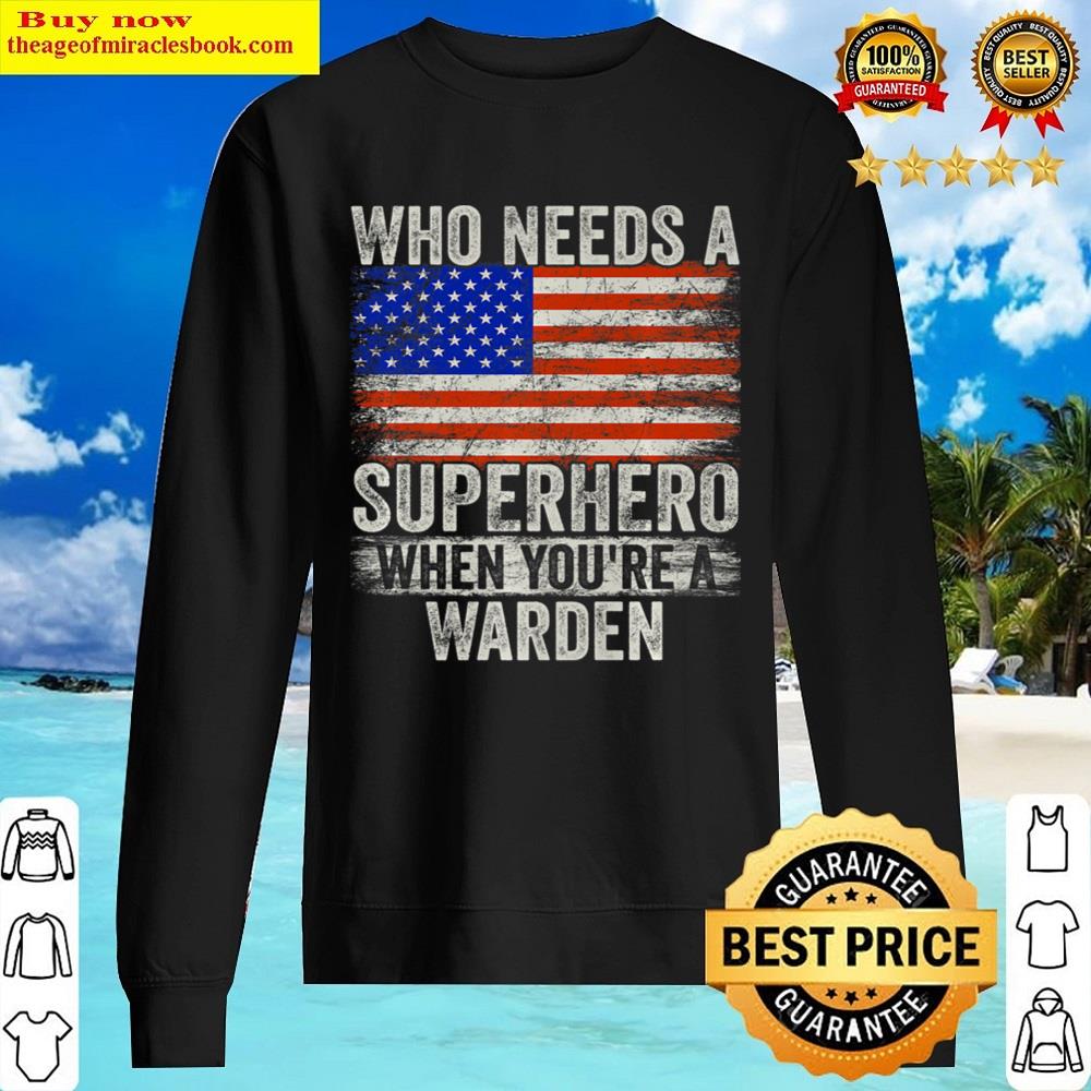 Funny Warden Superhero Vintage Tee For Men Dad Shirt Sweater