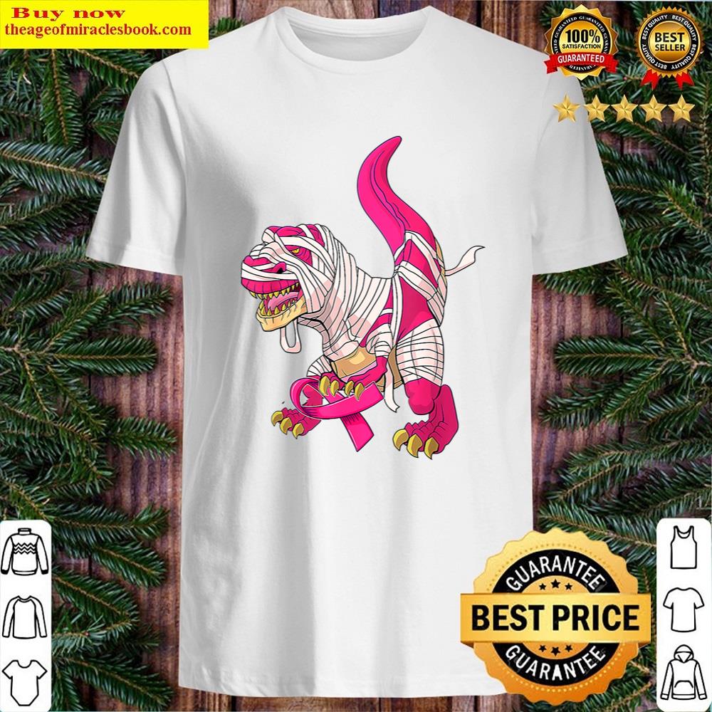 Halloween T Rex Dino Pink Ribbon Breast Cancer Awareness Shirt
