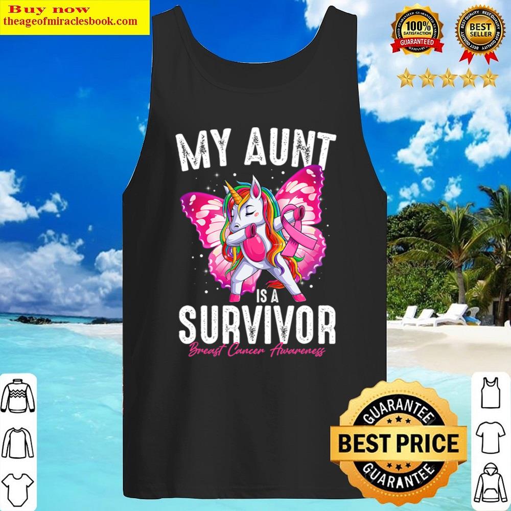 my aunt is a survivor breast cancer awareness unicorn t shirt tank top
