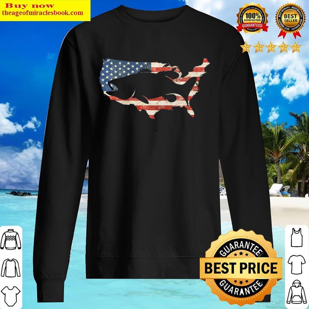 Vintage American Usa Flag Bass Fishing Bass Fishermen Mens Shirt Sweater