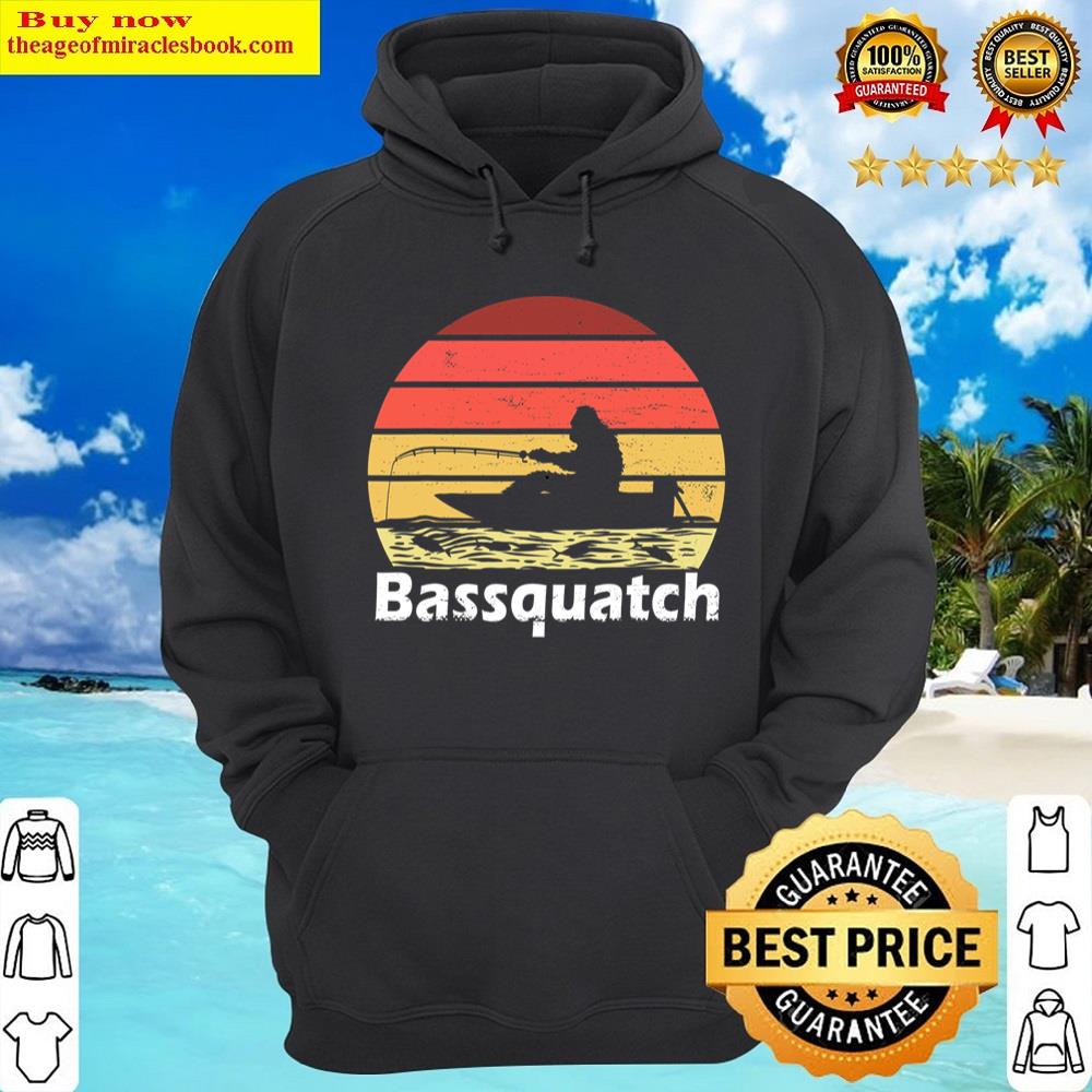 Vintage Fishing Bassquatch Funny Bigfoot Retro Fisher Shirt Hoodie