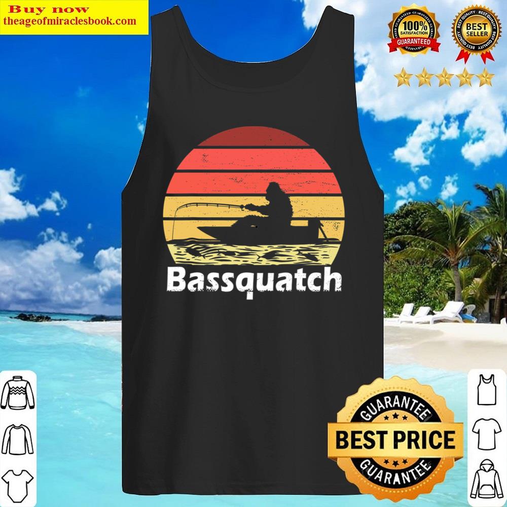 Vintage Fishing Bassquatch Funny Bigfoot Retro Fisher Shirt Tank Top