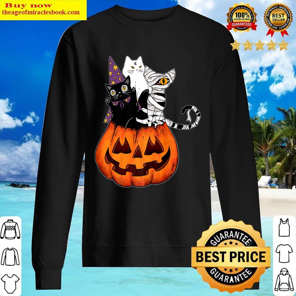 Vintage Halloween Cat Costume, Scary Jack-o-lantern Pumpkin Shirt Sweater