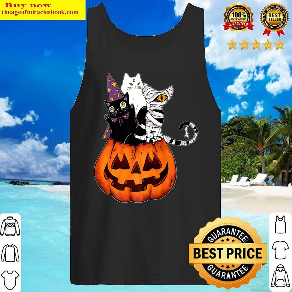 Vintage Halloween Cat Costume, Scary Jack-o-lantern Pumpkin Shirt Tank Top