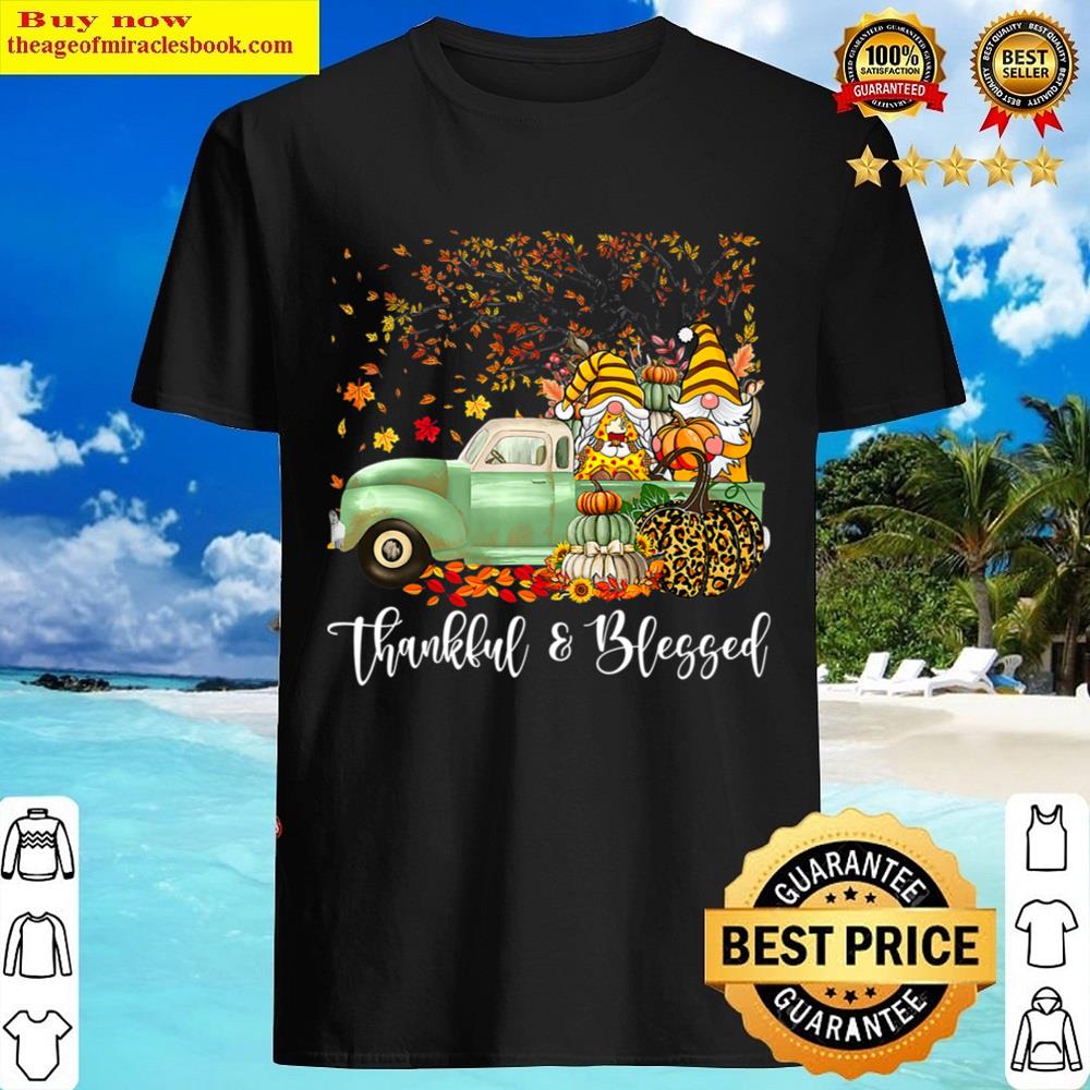 Cute Gnomes Truck With Pumpkin Fall Yall Autumn Thanksgiving T-shirt Shirt