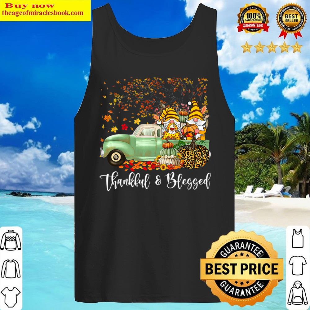 Cute Gnomes Truck With Pumpkin Fall Yall Autumn Thanksgiving T-shirt Shirt Tank Top