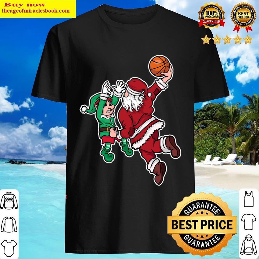 Funny Christmas Basketball Player Santa Claus Dunk Xmas Shirt