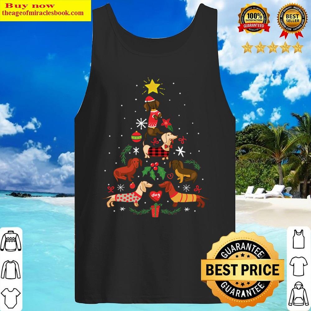 Funny Dachshund Christmas Tree Ornament Decor Gift Shirt Tank Top