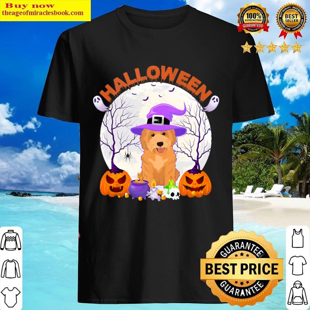 Funny Halloween Pumpkin Witchy Goldendoodle Dog Halloween Tank Top Shirt