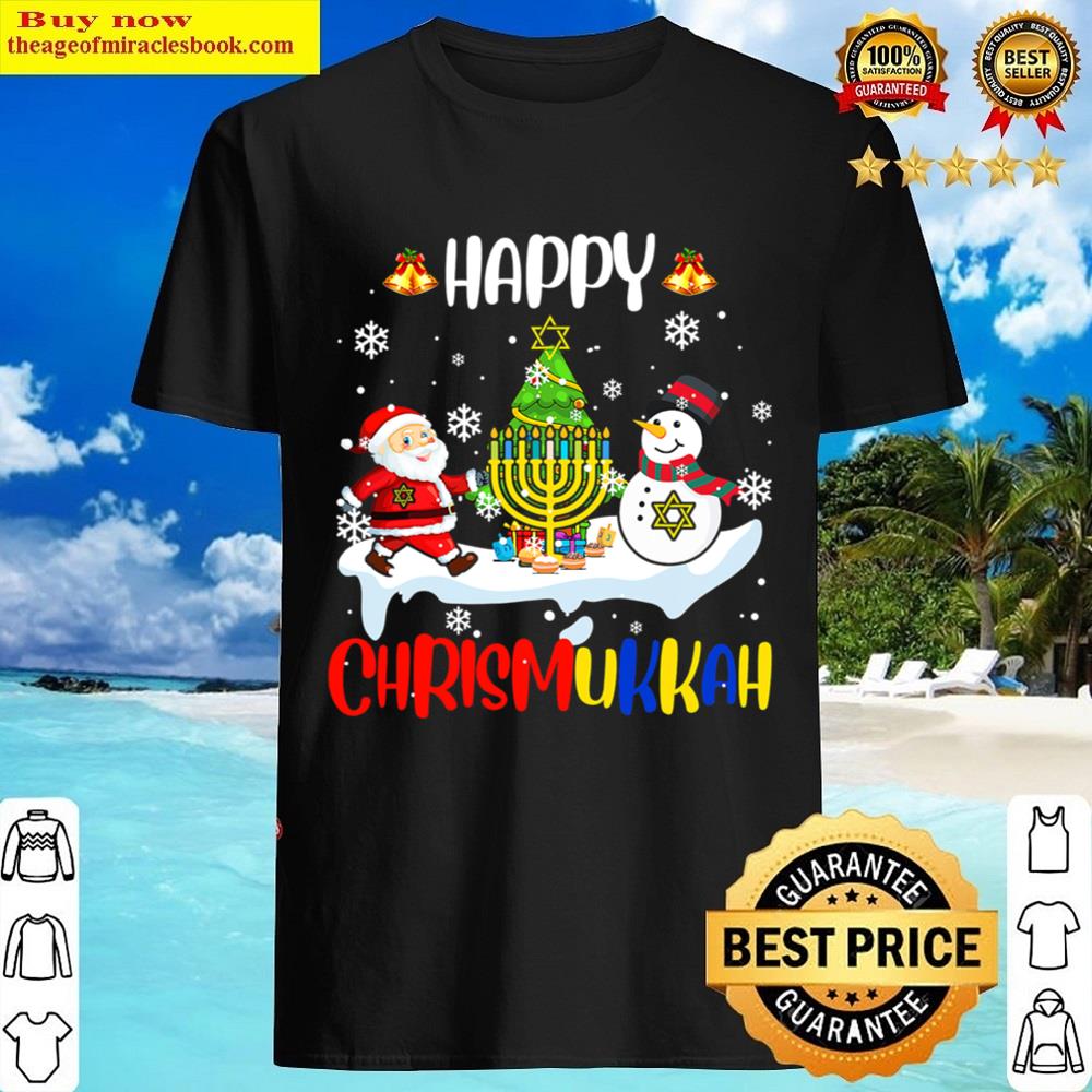 Happy Christmas And Hanukkah Santa Menorah Snowman Lover T-shirt Shirt