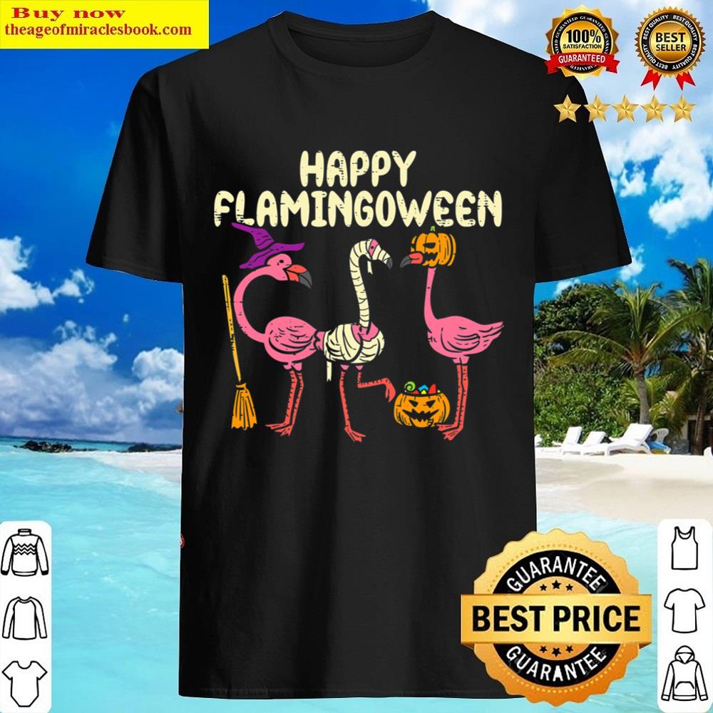 Happy Flamingoween Witch Pumpkin Mummy Flamingo Halloween Shirt