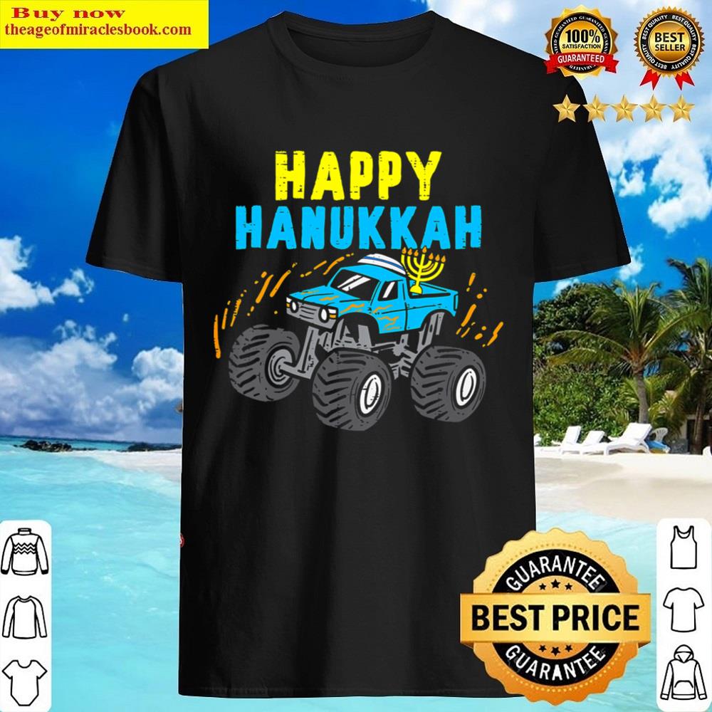 Happy Hanukkah Monster Truck Jew Kids Toddler Boys Hanukkah T-shirt Shirt