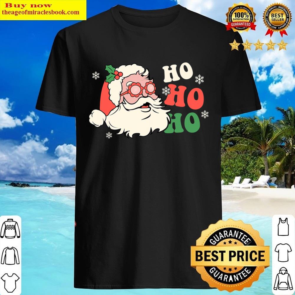 Ho Ho Ho Merry Christmas Groovy Retro Xmas Santa Sunglasses T-shirt Shirt