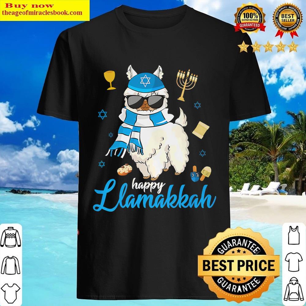 Menorah Hanukkah Llama Cute Alpaca Chanukah Christmas Pajama T-shirt Shirt