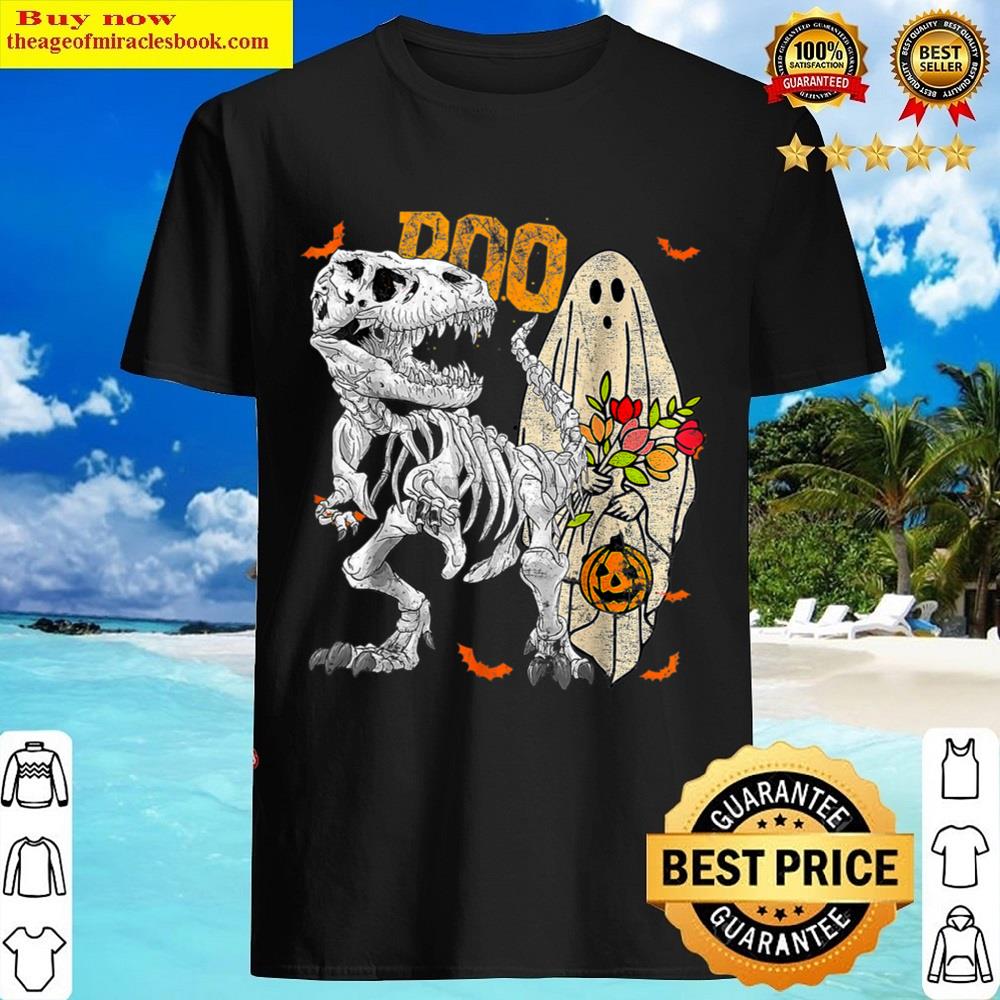 Scary Halloween Costumes Boo Dinosaur T Rex Skeleton Ghost T-shirt Shirt