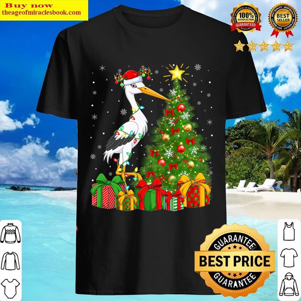 Stork Bird Lover Xmas Holiday Santa Stork Christmas Tree Shirt