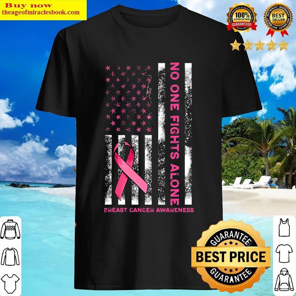 Support Squas Breast Cancer Awareness Usa Flag Pink Ribbon Shirt