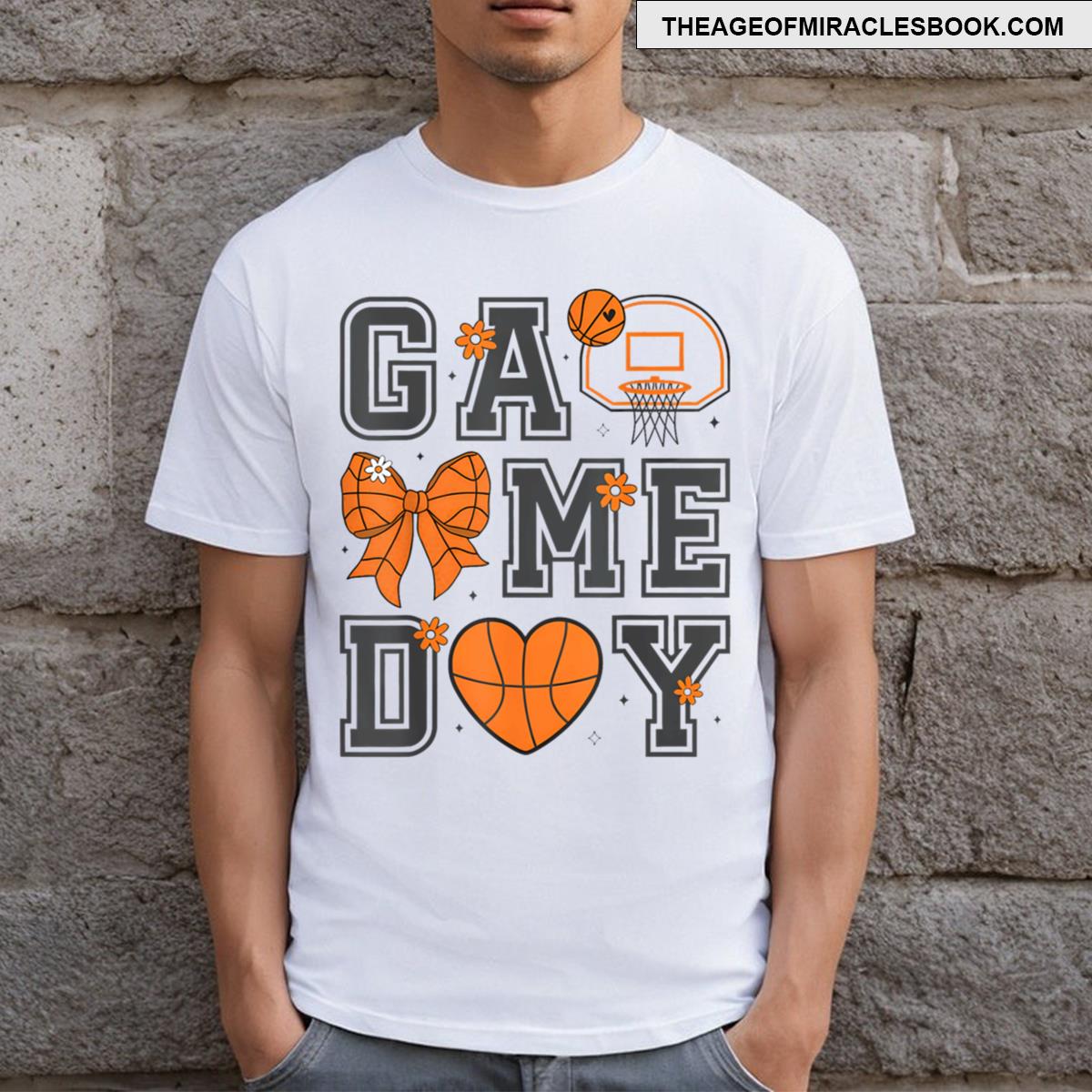 Basketball Game Me Day Funny Game Day Basketball Bow T-shirt