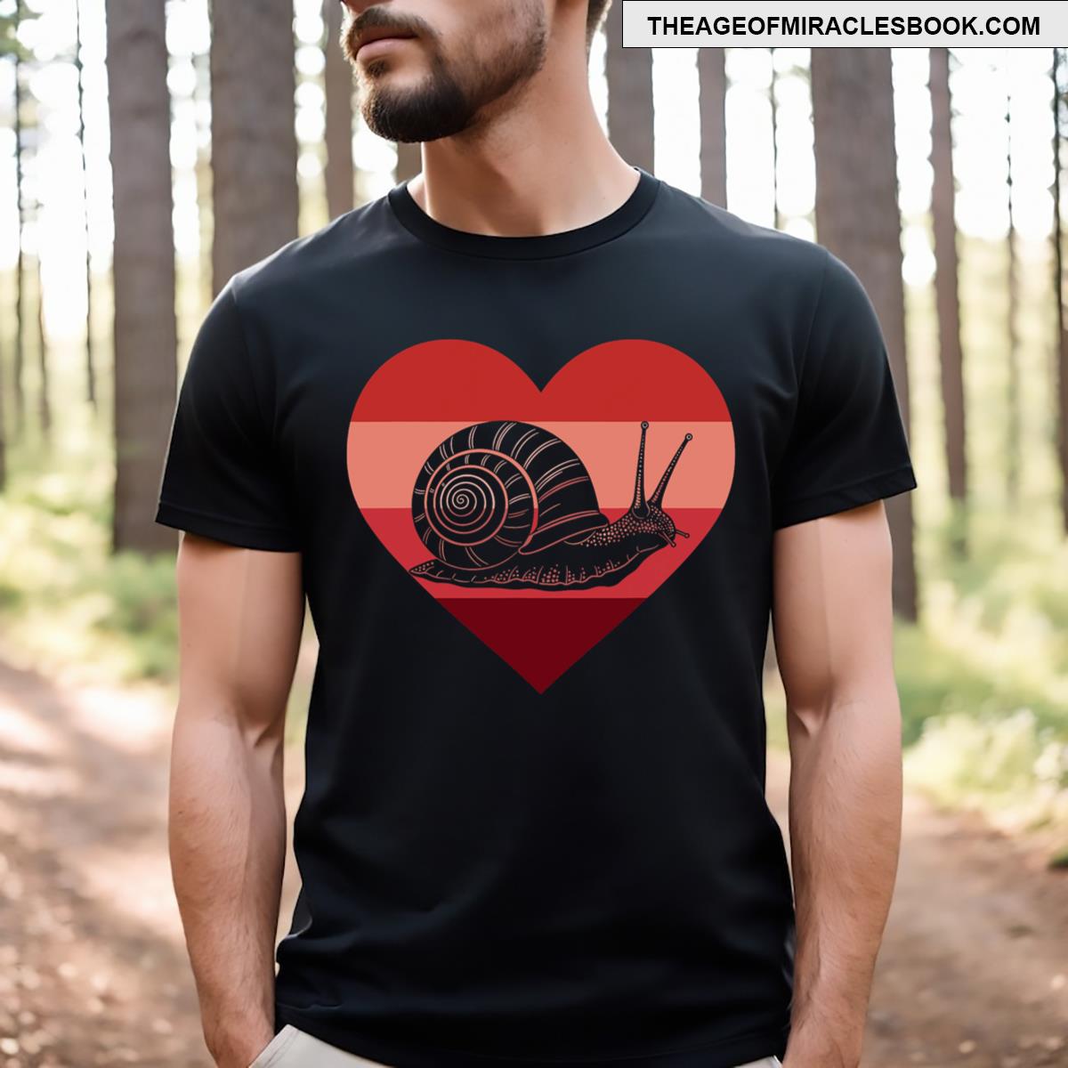 Retro Heart Snail Vintage Valentine Mens Kids T-shirt