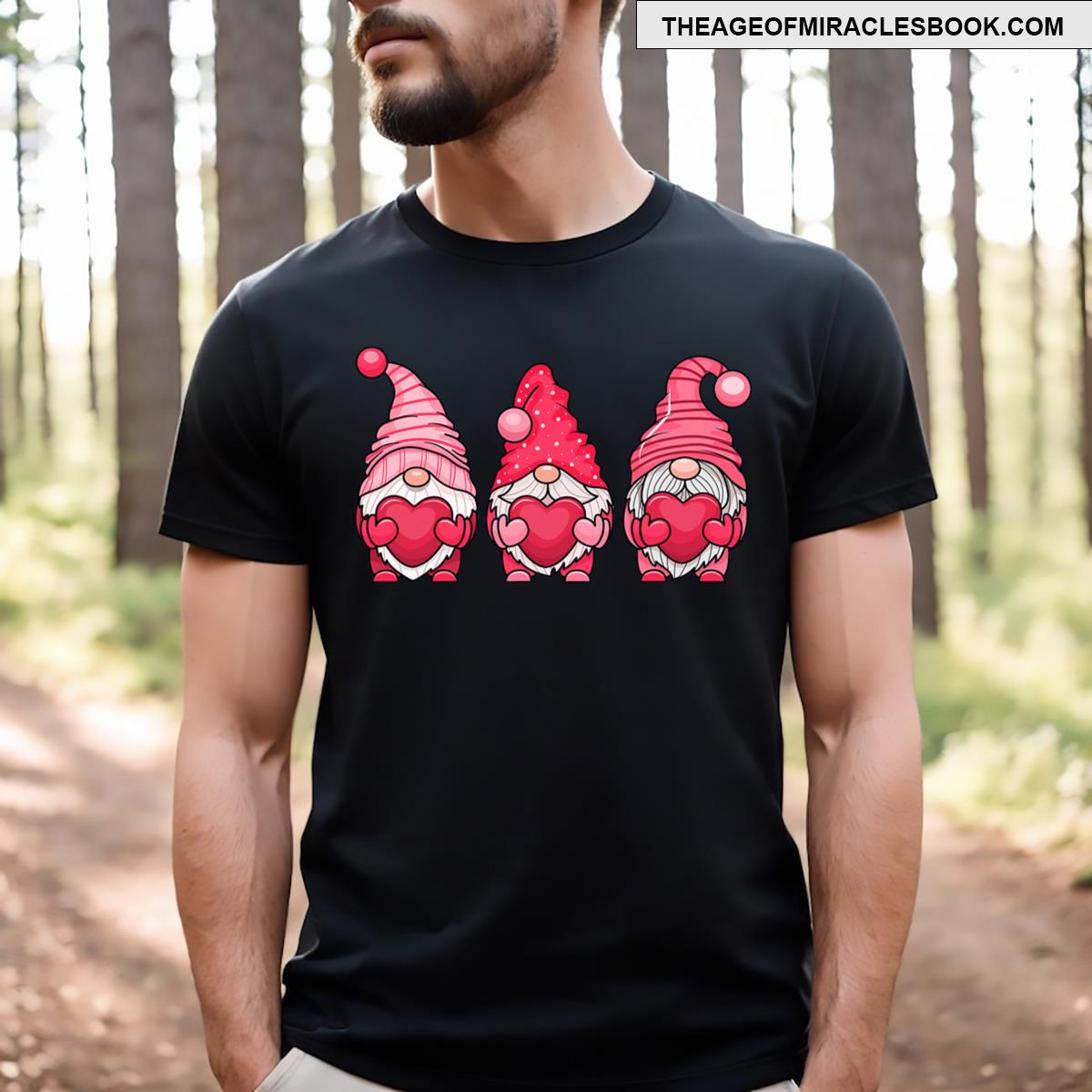 Three Gnomes Holding Heart Valentine’s Day For Girls T-shirt
